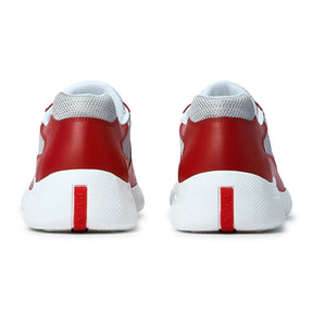 Prada Americas Cup Soft Rubber And Bike Fabric Red Silver Sneaker